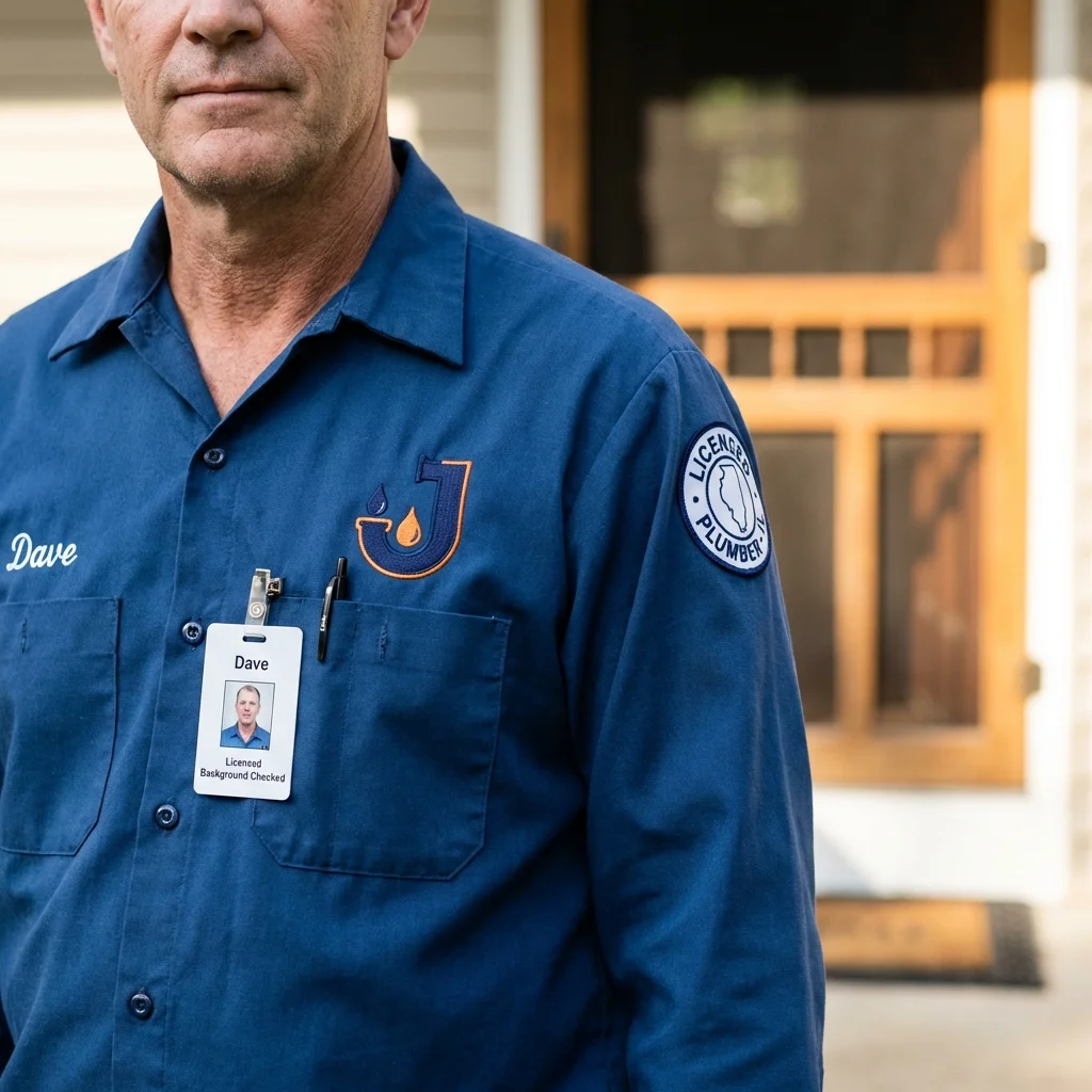 Licensed plumber showing ID badge in San Pablo, CA