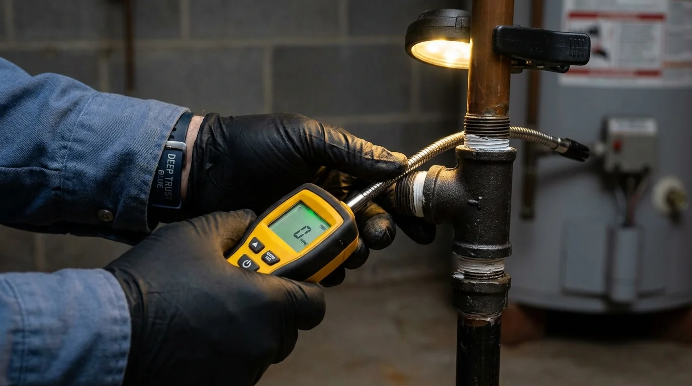 Gas leak detection with electronic sniffer by Johns Plumbing LLC in San Pablo