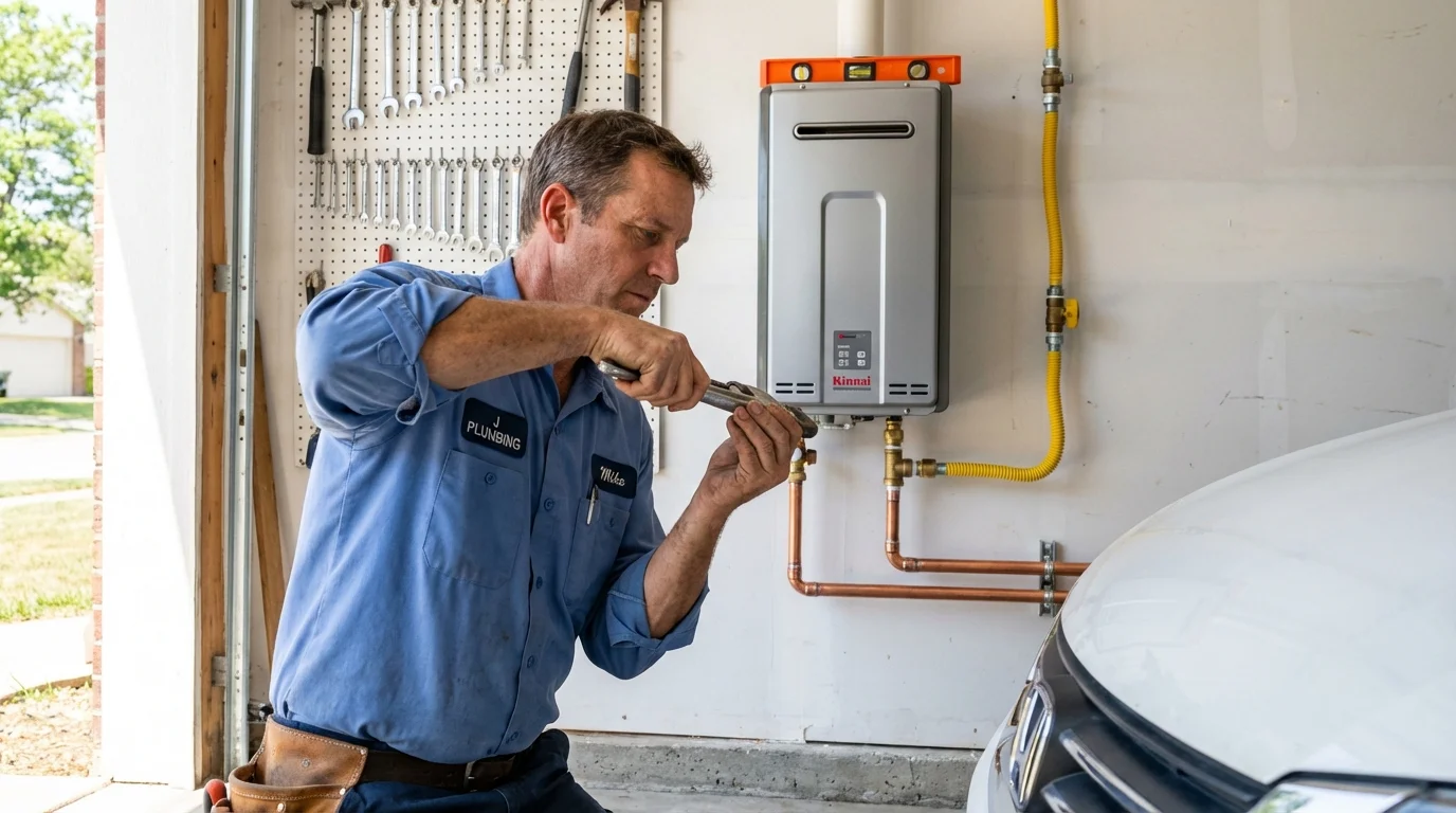 Tankless water heater installation by a Johns Plumbing LLC plumber in San Pablo