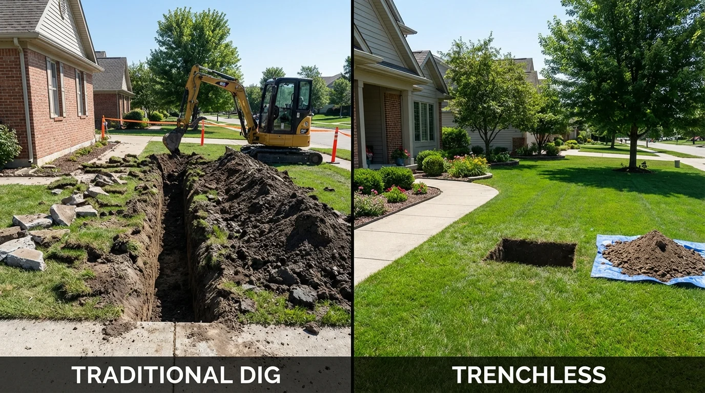 Trenchless sewer repair with minimal yard damage versus traditional excavation in San Pablo, CA